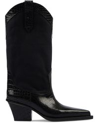 Paris Texas - Rosario Leather-trimmed Canvas Western Boots - Lyst