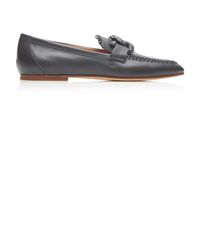 Tod's - Kate Chain Whipstitch Leather Loafers - Lyst