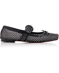 Christian Louboutin - Mamastrapitina Crystal-Embellished Mesh And Leather Ballet Flats - Lyst
