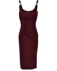 Versace - Ruched Jersey Midi Cocktail Dress - Lyst