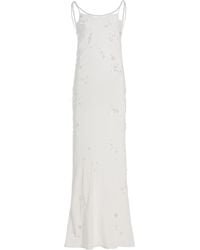 BERNADETTE - Pearl-Embroidered Silk Maxi Slip Dress - Lyst