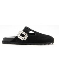 Roger Vivier - Slidy Viv Suede Mules - Lyst