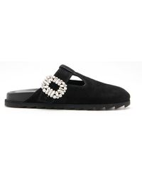 Roger Vivier - Slidy Viv Suede Mules - Lyst