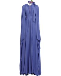 Elie Saab Cape-detailed Silk Georgette Maxi Dress - Blue