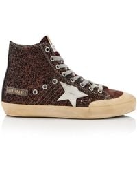 Golden Goose - Francy Penstar Suede-trimmed Glittered Sneakers - Lyst