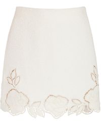 Oscar de la Renta - Floral-Cutout Tweed Mini Skirt - Lyst