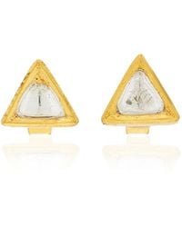 Amrapali - 18k Yellow Gold Kundan Diamond Stud Earrings - Lyst