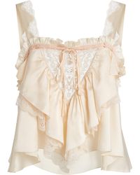 Chloé - Lace-Trimmed Silk Satin Top - Lyst