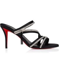 Christian Louboutin - Meryl 80Mm Crystal Crepe-Satin Sandals - Lyst