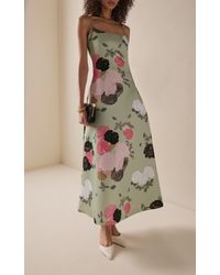 BERNADETTE Vera Strapless Jacquard Maxi Dress in Green | Lyst Canada