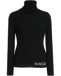 Moncler Ciclista Logo-knit Ribbed Wool Turtleneck Jumper - Black