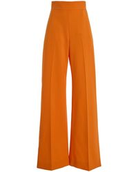 Carolina Herrera - High-Rise Bi-Stretch Wool Wide-Leg Pants - Lyst