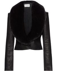 Magda Butrym - Cropped Fur Collar Leather Jacket - Lyst