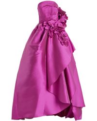 Marchesa - Floral-appliquéd Satin Ball Gown - Lyst