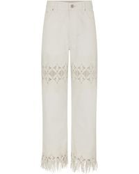 Rabanne - Embroidered Cotton Straight-Leg Pants - Lyst