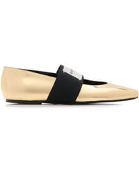 Givenchy - Logo-Embellished Metallic Leather Ballet Flats - Lyst