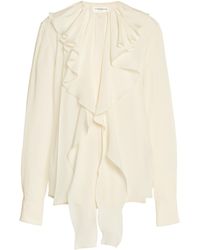 Victoria Beckham Ruffled Silk Blouse - White