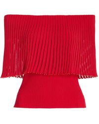 Altuzarra - Pascale Bead-trimmed Knit Off-the-shoulder Top - Lyst