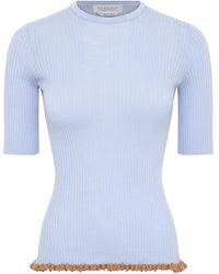 Gabriela Hearst - Mireya Lace-Trimmed Ribbed Wool-Silk Top - Lyst