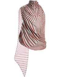 De La Vali - Exclusive La Isla Monorca Striped Chiffon Tie-Neck Top - Lyst