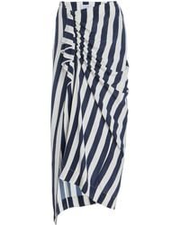 Bondi Born - Orta Draped Striped Silk Crepe De Chine Skirt - Lyst