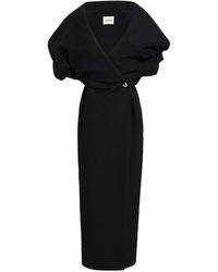 Khaite - Truman Wrapped Crepe Midi Dress - Lyst