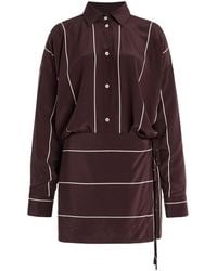 Bondi Born - Orta Striped Silk Mini Wrap Shirt Dress - Lyst