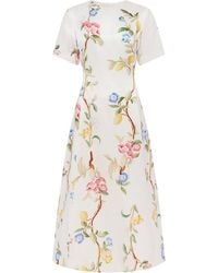 LEO LIN - Caroline-Print Linen-Silk Midi Dress - Lyst