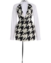 LAQUAN SMITH - Houndstooth Tailored Wool-Blend Mini Dress - Lyst