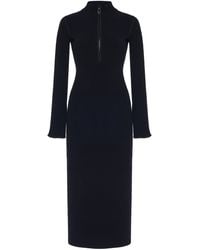 Moncler - High-Neck Zip Front Knit Dress - Lyst