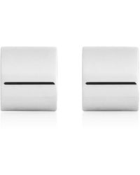 TOTEME - Petite Signature Rhodium-Plated Hoops - Lyst