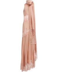 Elie Saab - Lace-Detailed Satin Maxi Dress - Lyst
