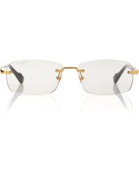 Gucci - Street GG Narrow Rectangular-frame Metal Sunglasses - Lyst
