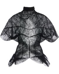 Colleen Allen - Draped Lace-Tulle Top - Lyst