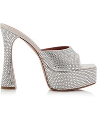 AMINA MUADDI - Dalida Crystal-embellished Satin Platform Sandals - Lyst