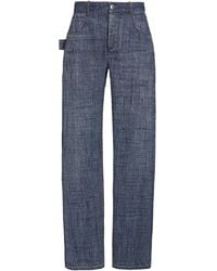 Bottega Veneta - Denim-print Straight-leg Trousers - Lyst
