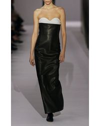 KHAITE - Yael Strapless Leather Midi Dress - Lyst