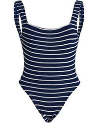 Hunza G - Striped Square-Neck One-Piece Swimsuit - Lyst