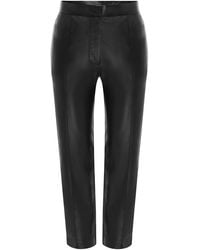 Alex Perry - Cropped Leather Straight-Leg Pants - Lyst