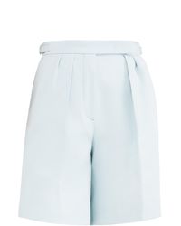 Max Mara Safari Pleated Cotton Knee-length Shorts - Blue