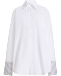Prada - Tie-Neck Cotton Shirt - Lyst