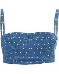 Carolina Herrera - Denim Bustier Crop Top - Lyst
