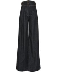 Zimmermann - Rebellion Pleated Denim Wide-Leg Pants - Lyst
