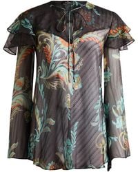Etro - Ruffled Silk Top - Lyst
