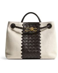 Bottega Veneta - Andiamo Intrecciato Leather And Canvas Bag - Lyst