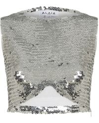 Alaïa - Sequin Cropped Top - Lyst
