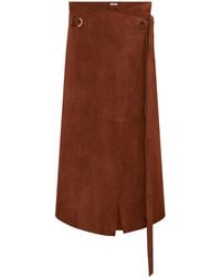 Gabriela Hearst - Idalia Belted Suede Midi Wrap Skirt - Lyst