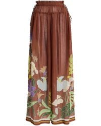 ALÉMAIS - Alfie Ruched Cotton-Silk Wide-Leg Pants - Lyst