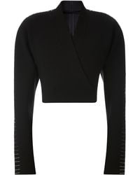 Alaïa - Pin-detailed Wool-blend Cropped Wrap Jacket - Lyst
