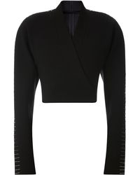 Alaïa - Pin-detailed Wool-blend Cropped Wrap Jacket - Lyst